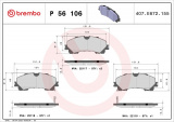 Sada brzdových destiček BREMBO P56106 - INFINITI, NISSAN
