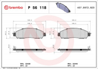 Sada brzdových destiček BREMBO P56118 - NISSAN, RENAULT