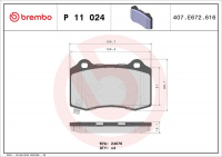 Sada brzdových destiček BREMBO P11024 - CHEVROLET, CHRYSLER, DODGE, JEEP