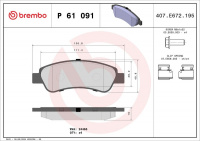 Sada brzdových destiček BREMBO P61091 - CITROËN, FIAT, PEUGEOT
