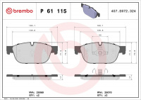 Sada brzdových destiček BREMBO P61115 - CITROËN, DS, PEUGEOT