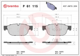 Sada brzdových destiček BREMBO P61115 - CITROËN, DS, PEUGEOT