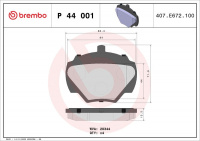 Sada brzdových destiček BREMBO P44001 - LAND ROVER