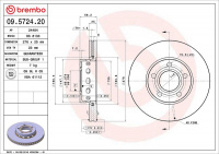 Brzdový kotouč BREMBO 09.5724.20 - AUDI Brzdový kotouč BREMBO 09.5724.20 - AUDI