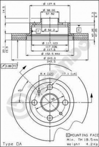 Brzdový kotouč BREMBO 09.4289.10 - FIAT