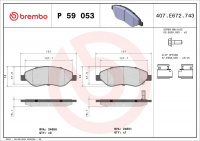 Sada brzdových destiček BREMBO P59053 - OPEL Sada brzdových destiček BREMBO P59053 - OPEL