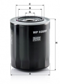 Olejový filtr MANN WP928/81 (MF WP928/81) - MAZDA, MITSUBISHI