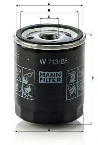 Olejový filtr MANN W713/28 (MF W713/28) - AUSTIN, MG, ROVER