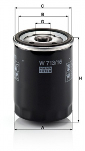 Olejový filtr MANN W713/16 (MF W713/16) - ALFA ROMEO, FIAT, LANCIA