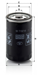 Olejový filtr MANN W719/14 (MF W719/14) - CHRYSLER, JEEP