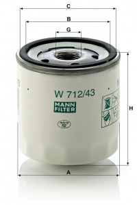 Olejový filtr MANN W712/43 (MF W712/43) - FORD, ŠKODA