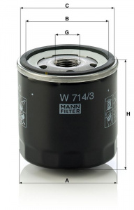 Olejový filtr MANN W714/3 (MF W714/3) - ALFA ROMEO, FIAT, LANCIA
